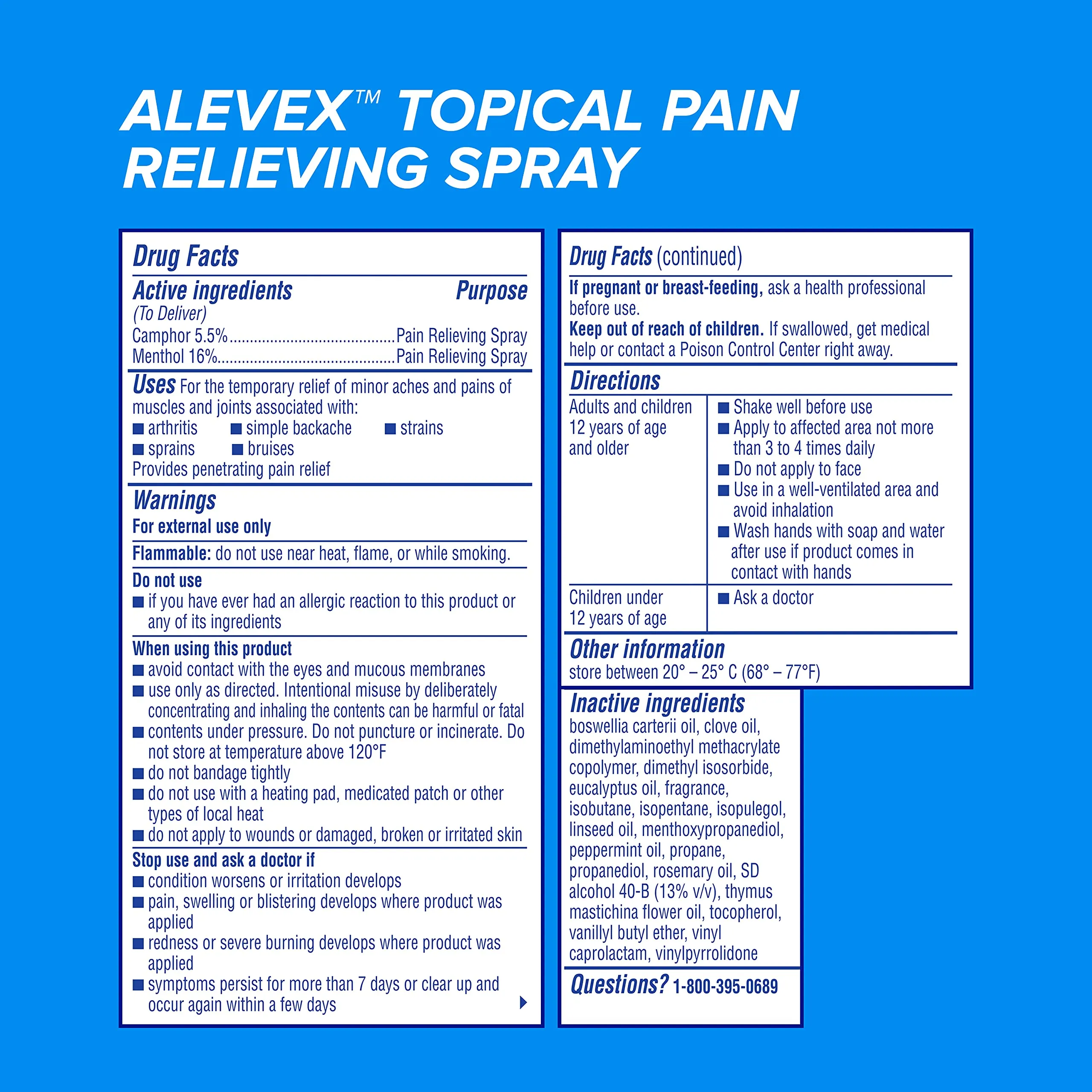 AleveX Pain Relieving Spray, Fast Acting & Fast Drying for Targeted Pain Relief, 3.2oz Spray by Aleve