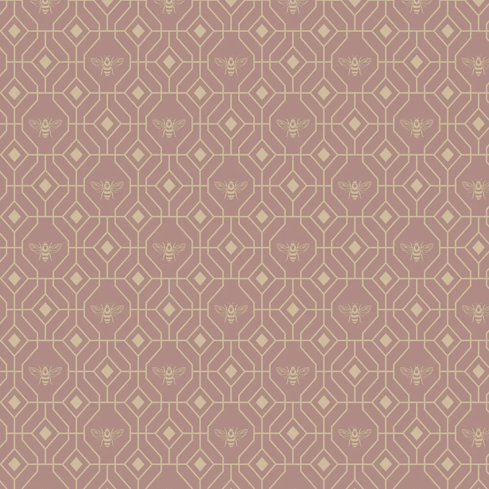 Bee Deco Gold Foil Wallpaper Blush