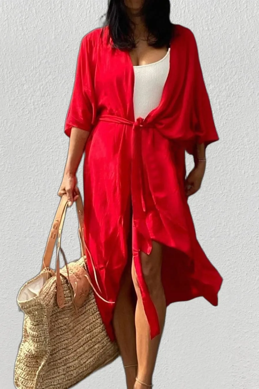 Long Kimono Cover Up Black Dress