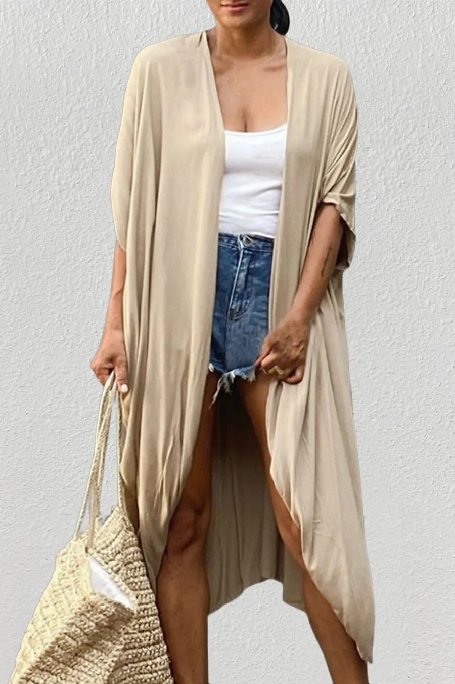 Long Kimono Cover Up Black Dress