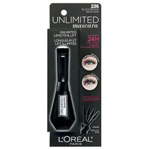 L'OREAL - Unlimited Lash Lifting and Lengthening Washable Mascara Black Brown - 0.24 fl oz (7.0 ml)