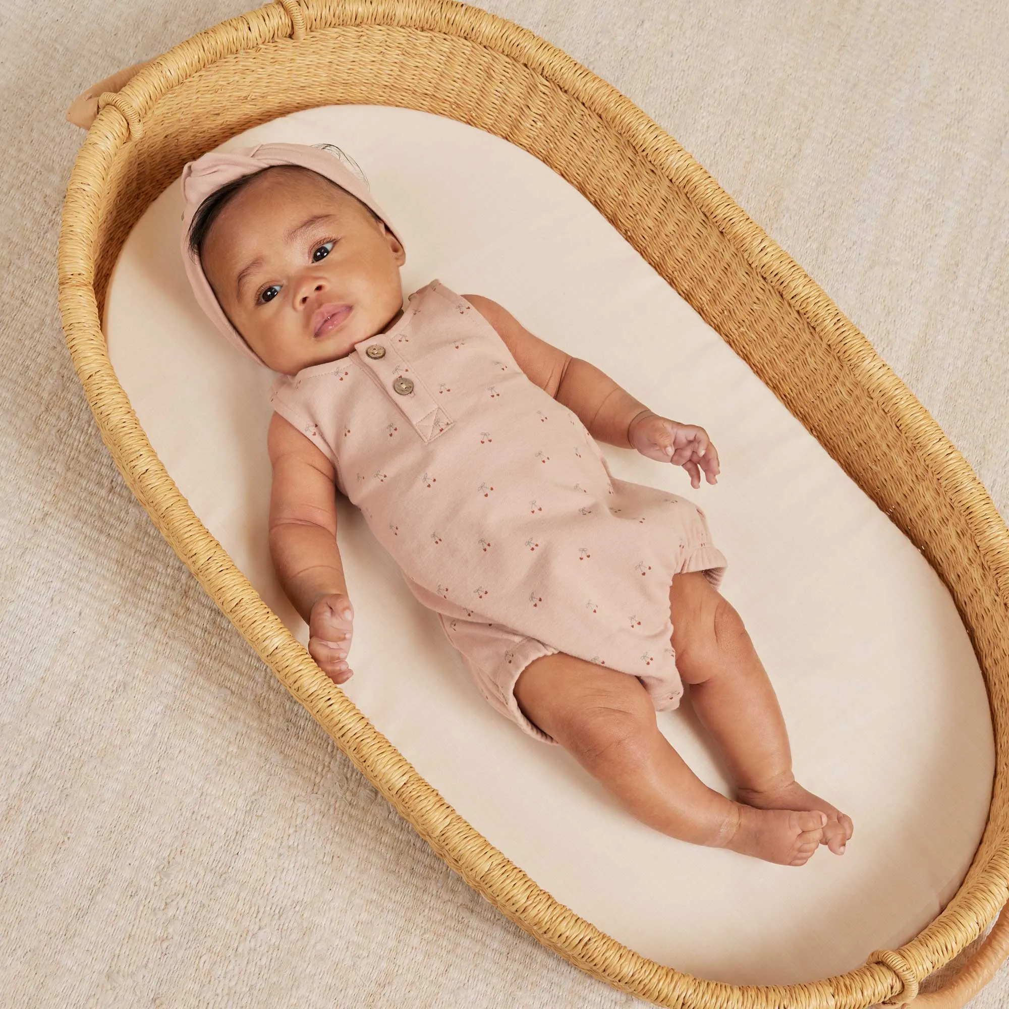 Quincy Mae Organic Sleeveless Bubble Romper | Cherries