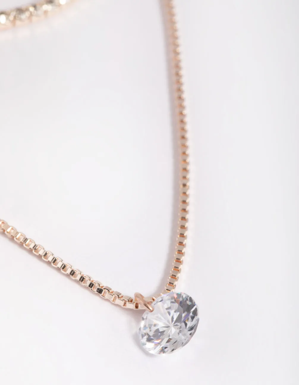 Rose Gold Diamante Layered Necklace