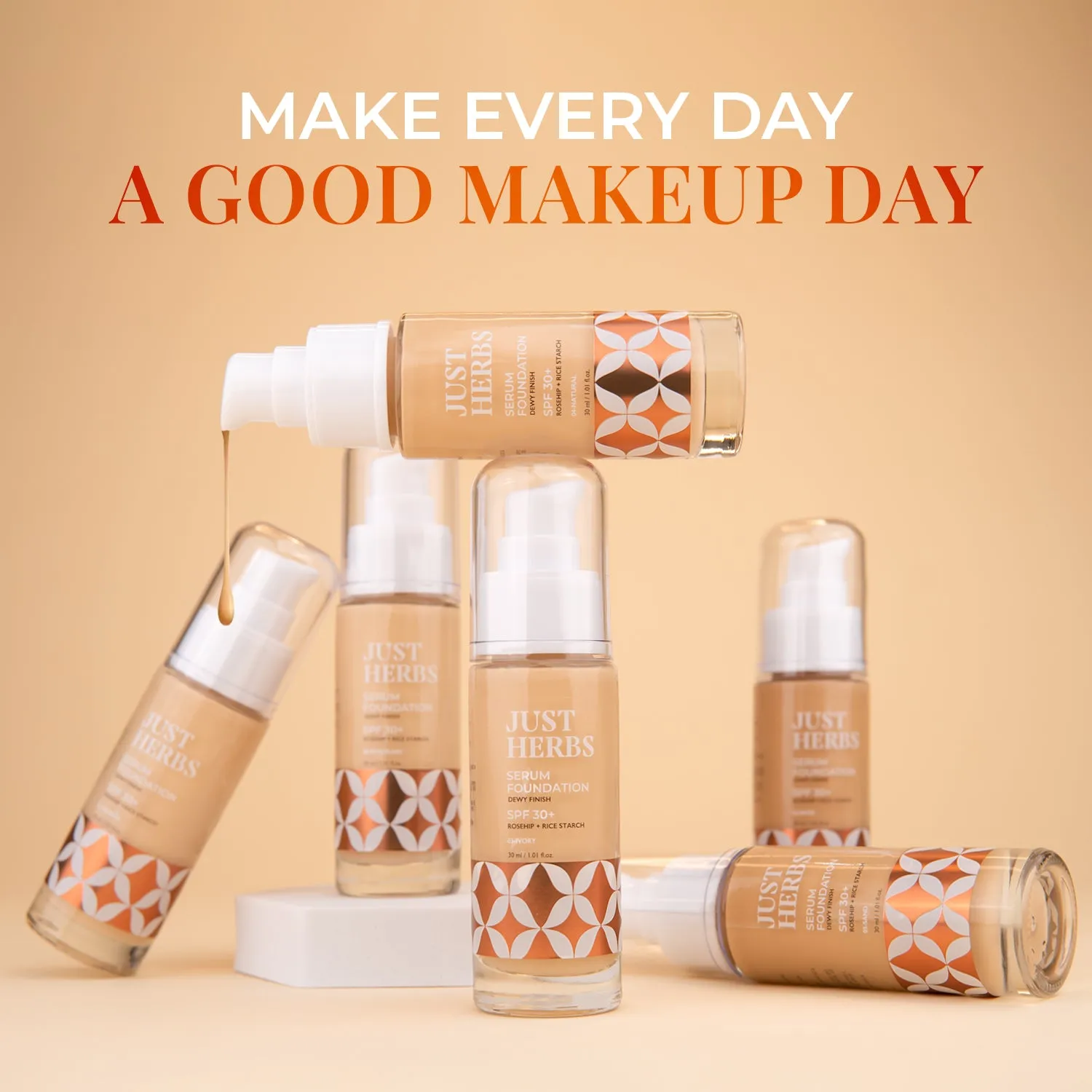 Serum Foundation Dewy Finish SPF 30  with Rosehip and Rice Starch:30 ml