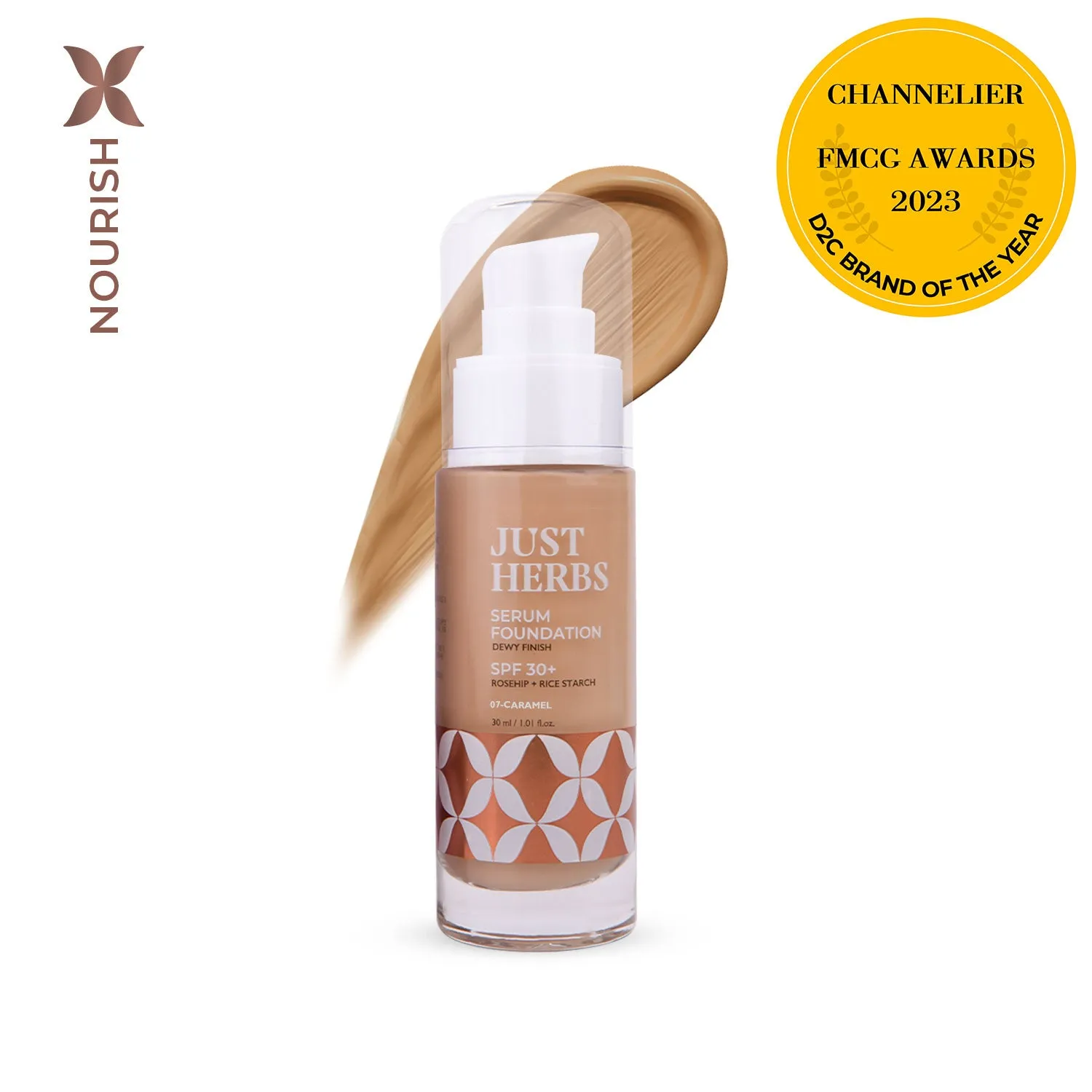 Serum Foundation Dewy Finish SPF 30  with Rosehip and Rice Starch:30 ml